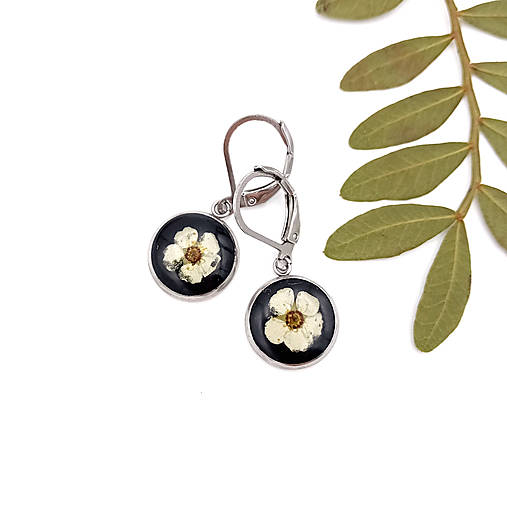 Náušnice - Visiace živicové náušnice _ Tavoľníky na čiernom 7 - 17247426_