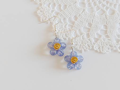 Náušnice - Náušnice Nezábudky (Zlaté háčiky) - 17249309_