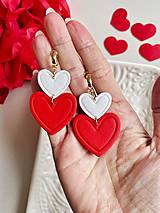 Náušnice - Visiace srdiečkové náušnice " Double Heart"  - 17249725_