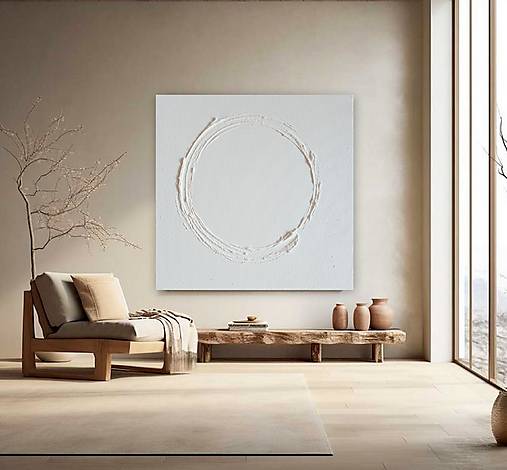 Obrazy - KRUH ŽIVOTA - ZEN Ensō (white) 80 x 80 - 17251522_
