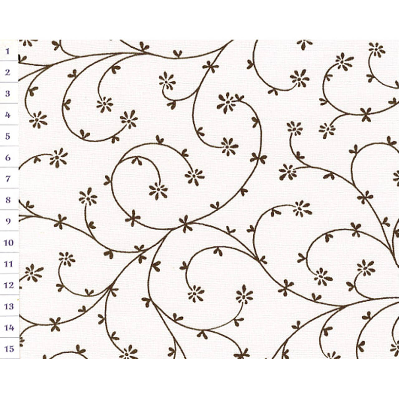 Bavlnená látka KD Brown Garden on White