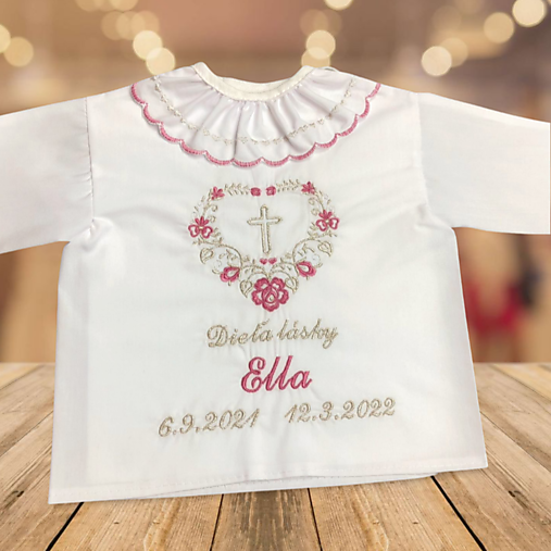 Detské oblečenie - Košieľka na krst k05 staroružová so striebornou - 17254147_