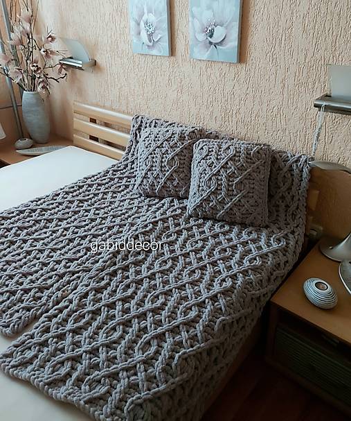 Jemnučká a ľahká deka z priadze alize puffy - šedá  (Deka, rozmer cca (160x 75) cm, farba hnedo sivá č. 268)