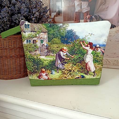 Taštičky - Kozmetická ľanová taška " Na vidieku " - 17259382_