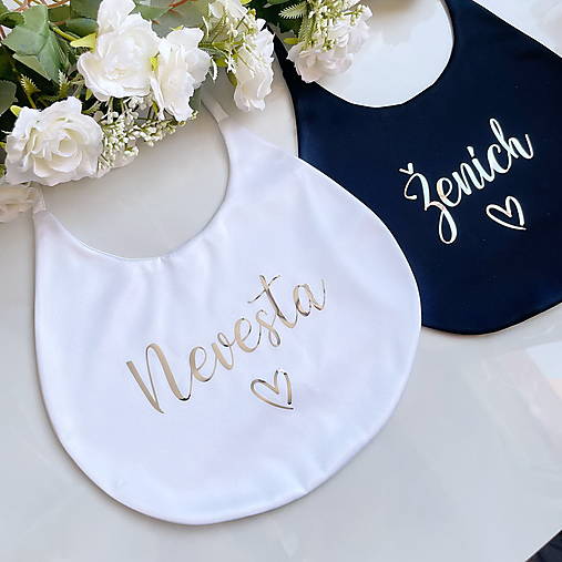 Iné doplnky - Svadobné jednoduché podbradníky- bielo čierne -strieborným - 17260173_