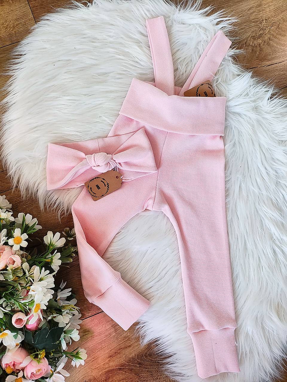 REBROVANÉ legíny na traky SVETLORUŽOVÉ