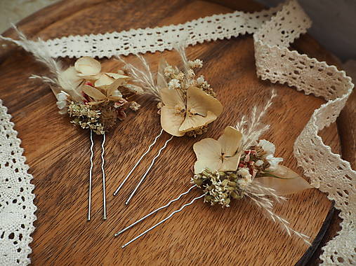 Ozdoby do vlasov - Jemné romantické vlásenky - set 3 ks - 17261151_