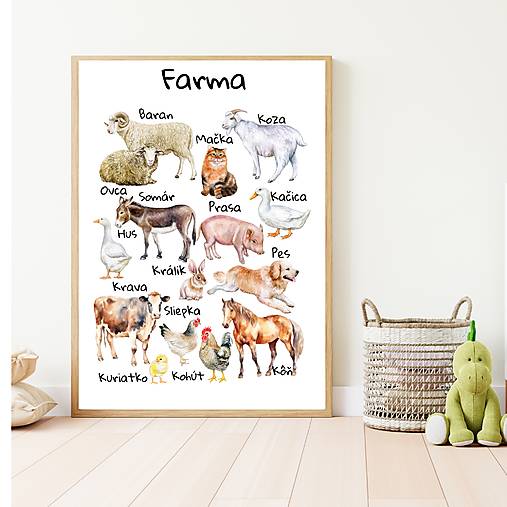 Obrazy - Plagát Zvieratká Farma, montessori, PDF - 17258841_