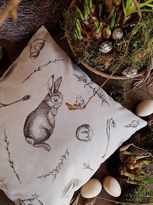 Úžitkový textil - Jarný vankúš perokresba - 17265613_