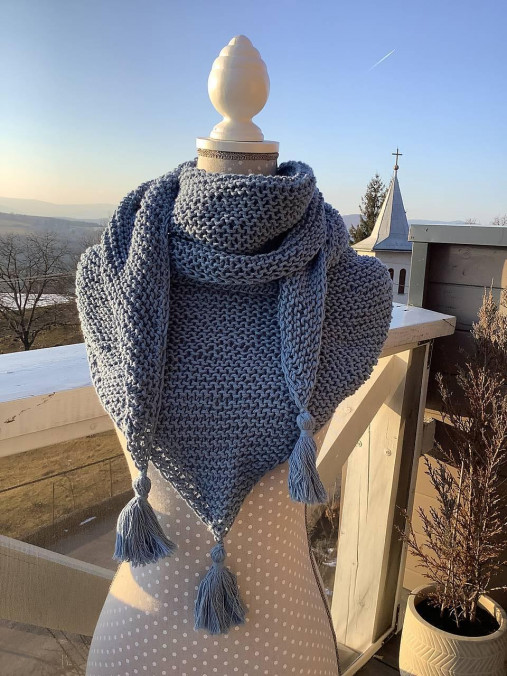 Šatky - Bavlnený pléd Oli - blue jeans  - 17264314_
