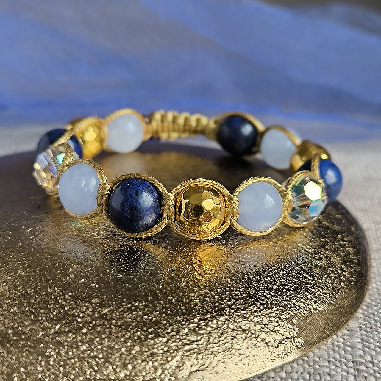 Royal Blue - Náramok z minerálov (Lapis Lazuli, Akvamarín, Hematit )
