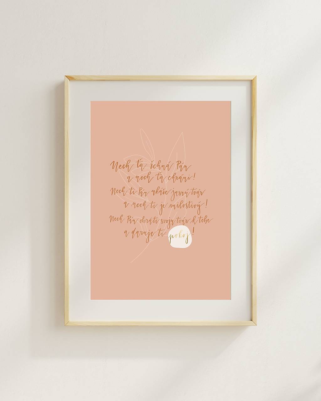 NECH ŤA ŽEHNÁ PÁN - art print (Svetloružová (A5))