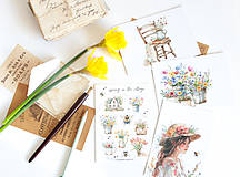 Papier - Nálepky "spring in the village" (Samolepky samostatne) - 17265203_