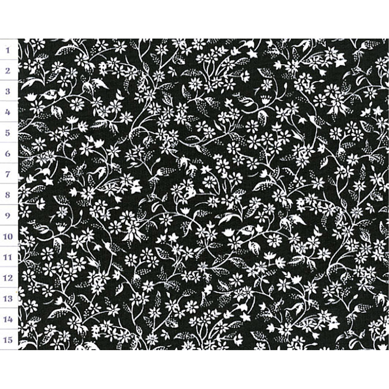 Bavlnená látka OAP Black, Flower Garden