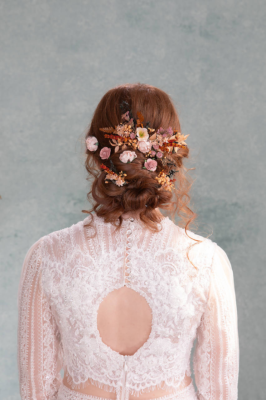 Kvetinový hrebienok a vlásenky "tôňa zapadajúceho slnka" 