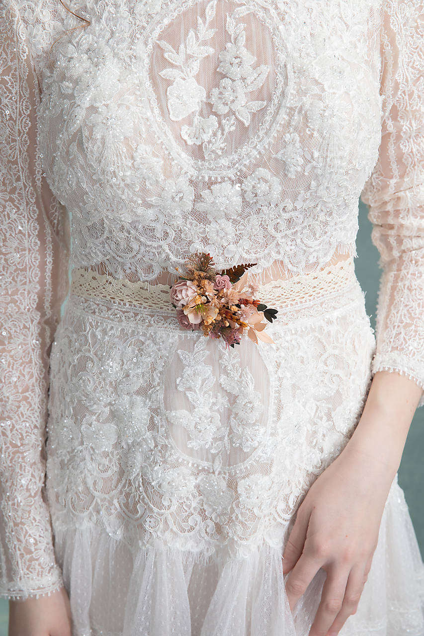 Kvetinový opasok/náramok "tôňa zapadajúceho slnka" 