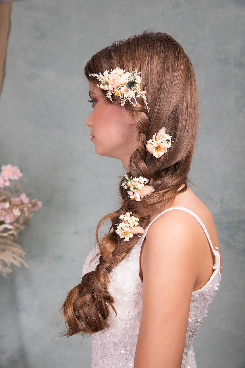 Kvetinový hrebienok a sponky "neha v dlaniach" 