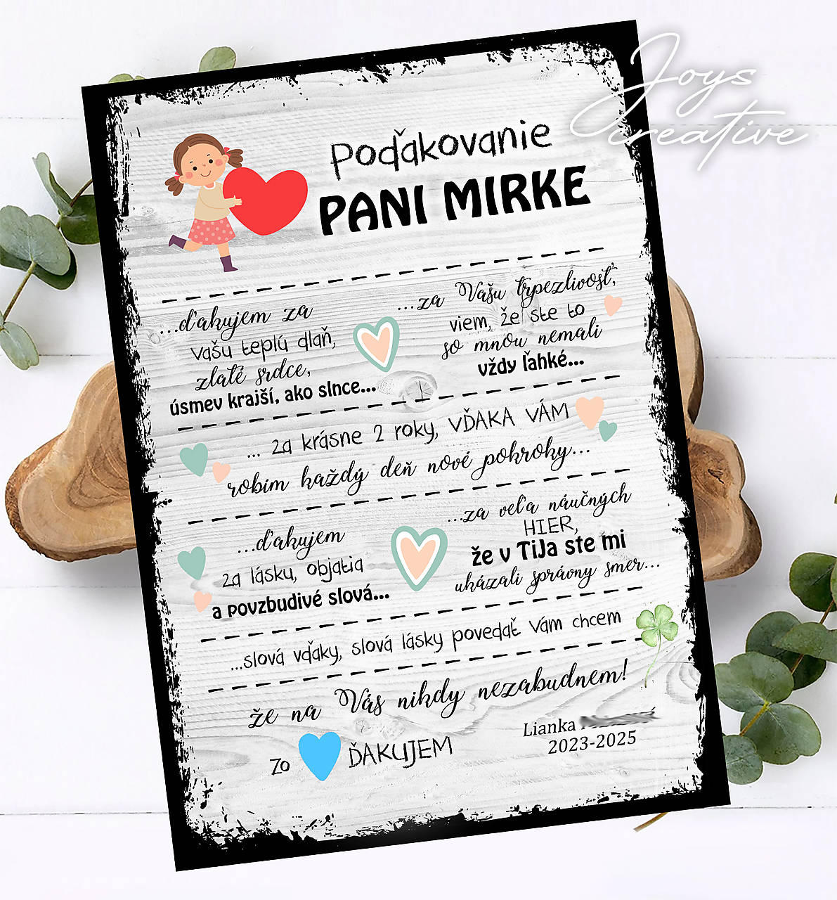 Tabuľka, darček pre terapeutku, zdravotníka