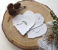 Papiernictvo - Srdiečka z ručného papiera- Biele s machom - 17269046_