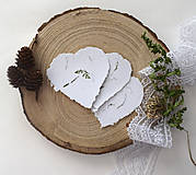 Papiernictvo - Srdiečka z ručného papiera- Biele s machom - 17269049_