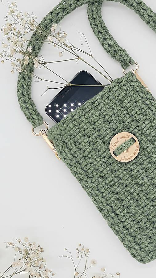 Kabelky - MINI kabelka na mobil (šalvia) - 17266781_