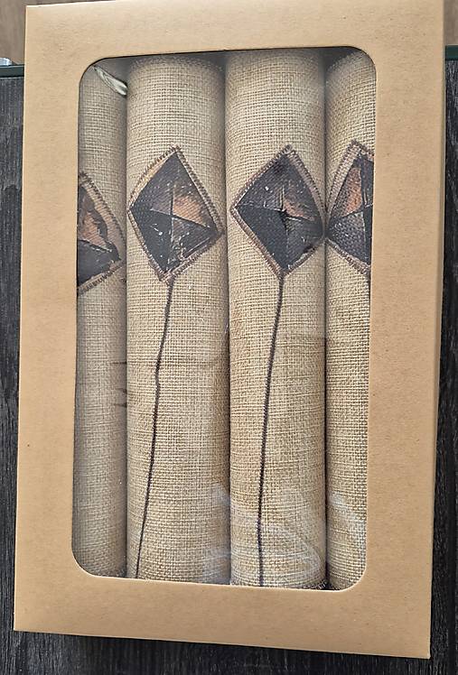 Úžitkový textil - Prestieranie s aplikáciou - JUTA (Béžová prírodná. s hnedým štvorčekom) - 17269645_
