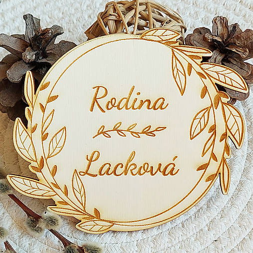 Dekorácie - Menovka na dvere kvetinová 130mm - 17269719_