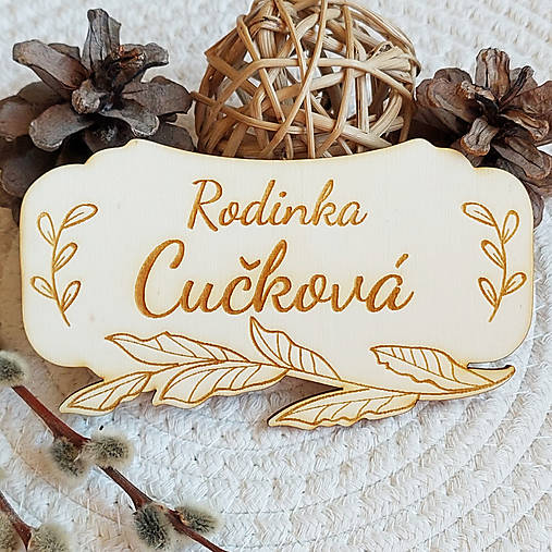 Dekorácie - Nová menovka na dvere s listami 130mm - 17269722_