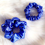 Ozdoby do vlasov - Scrunchie - malá gumička do vlasov, 100% hodváb (Modrá kráľovská) - 17272244_