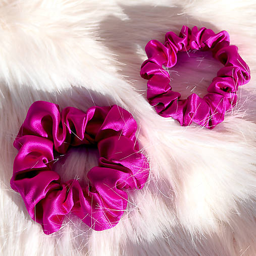 Ozdoby do vlasov - Scrunchie - malá gumička do vlasov, 100% hodváb (Cyklámenová) - 17271672_