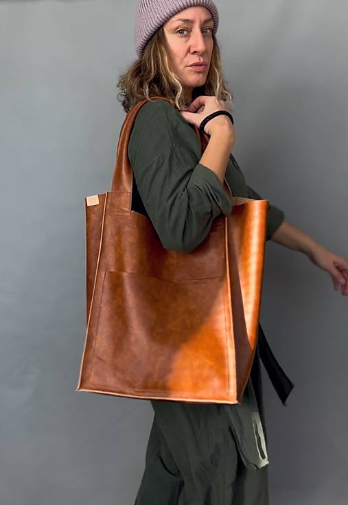 Veľké tašky - .KOŇAK kožená shopper kabelka - 17270803_