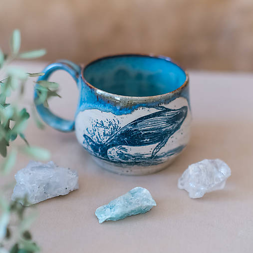 Nádoby - Hrníček s velrybou (Modrá veselá) - 17271086_