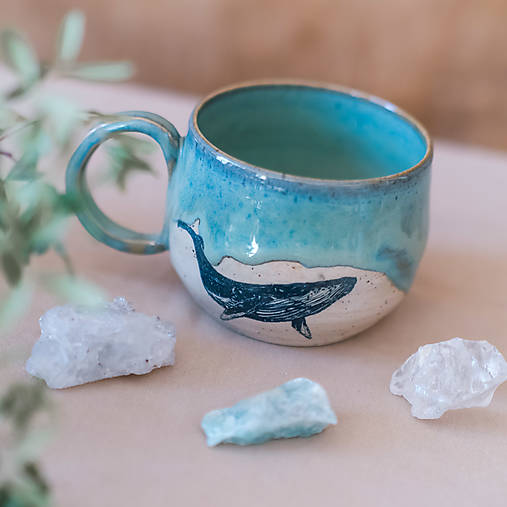 Nádoby - Hrníček s velrybou (Tyrkysová velryba) - 17271116_