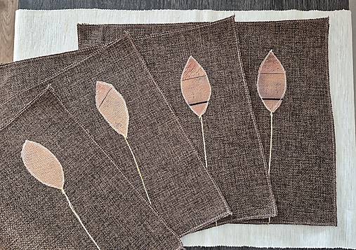 Úžitkový textil - Prestieranie s aplikáciou - JUTA (Hnedá s lístkom) - 17273621_