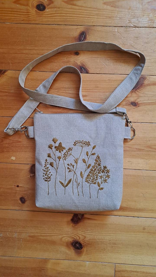 Kabelky - Ľanová vyšívaná kabelka - 17274382_