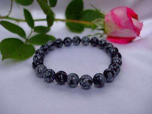 Pánske šperky - Pánsky náramok obsidián vločkový  (8mm) - 17275094_