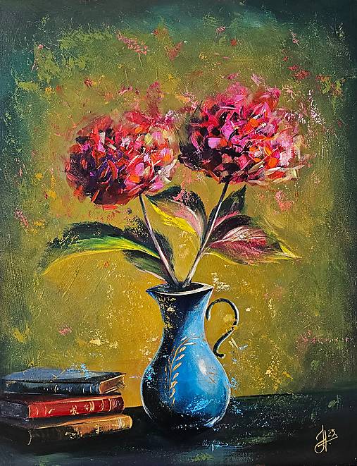 Obrazy - Obraz "Bordové hortenzie", 40 x 50 cm - 17275889_