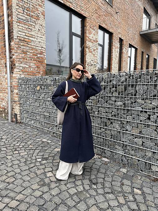 Bundy a kabáty - Vlnený kabát Tmavomodrý - 17273434_