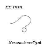 Komponenty - Náušnicový háčik 22mm /M2340/ - nerez.oceľ 316 - 17277110_