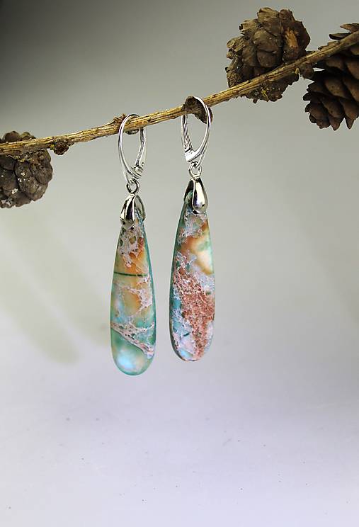 Náušnice - Saharský jaspis náušnice -patenty striebro  - 17278310_