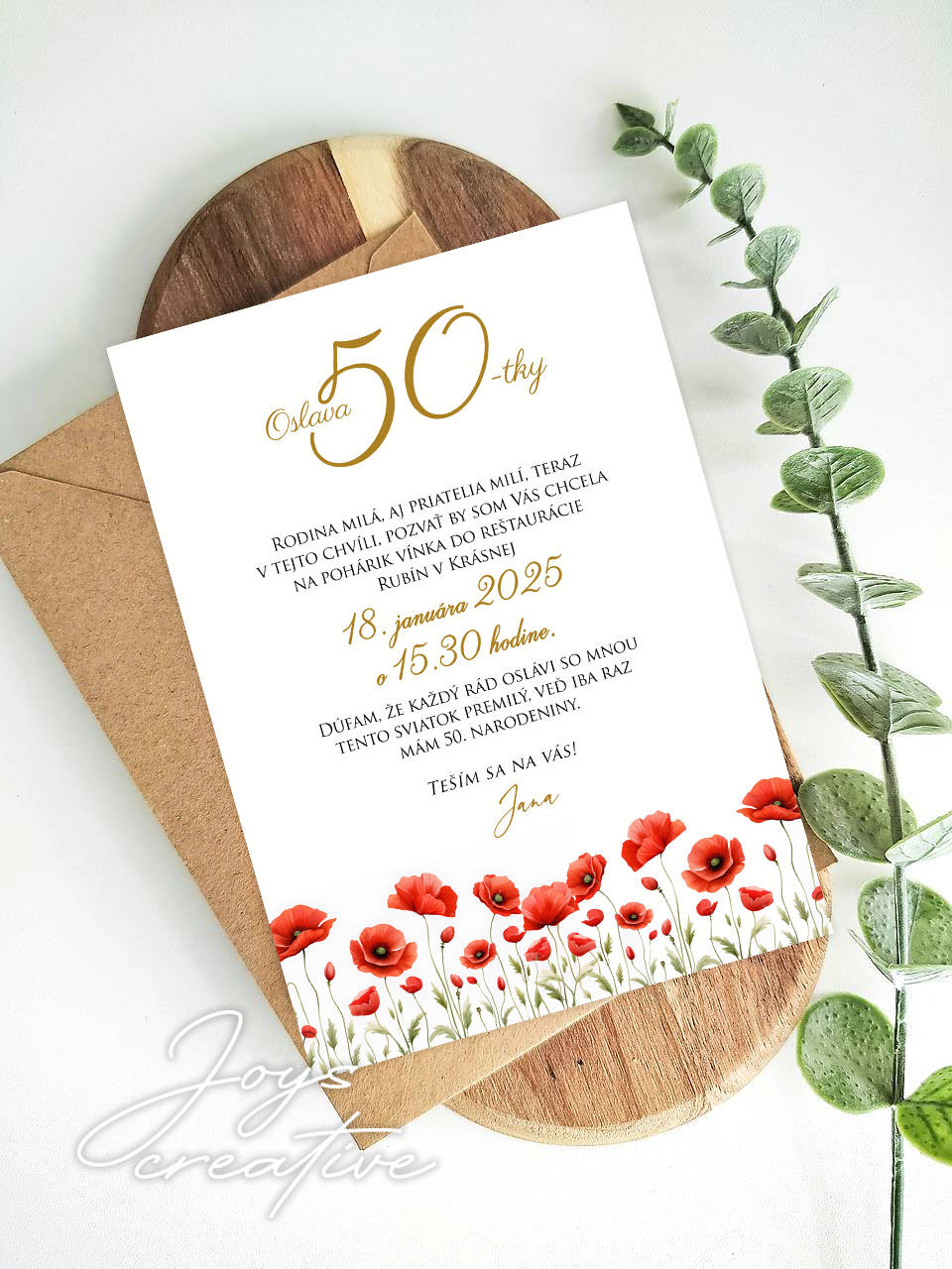 Pozvánka na narodeniny, narodeninová pozvánka na 50 divé maky  (maky 2)