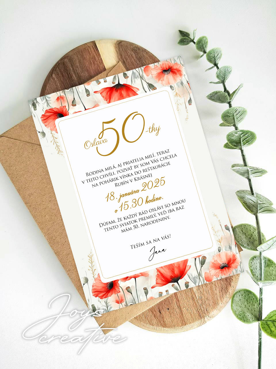 Pozvánka na narodeniny, narodeninová pozvánka na 50 divé maky  (maky 4)