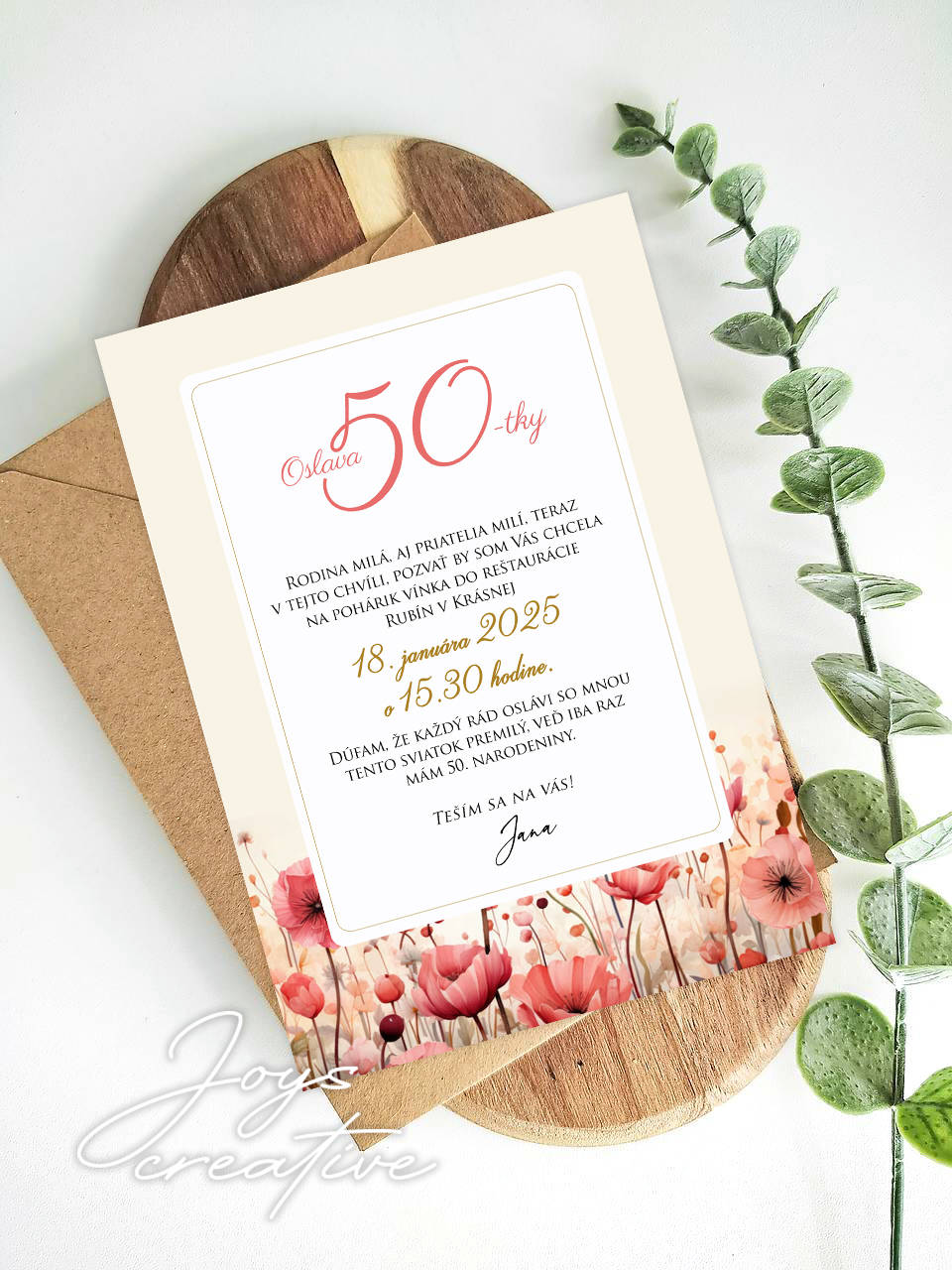 Pozvánka na narodeniny, narodeninová pozvánka na 50 divé maky  (maky 5)