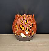 Svietidlá - Keramický svietnik oranžovo sivý II. - 17277695_