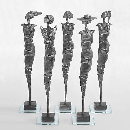 Sochy - Kolekcia 5 dievčat - sada cínových sôch, dekorácia, kov, socha, dievčaťa, žena - 17282006_