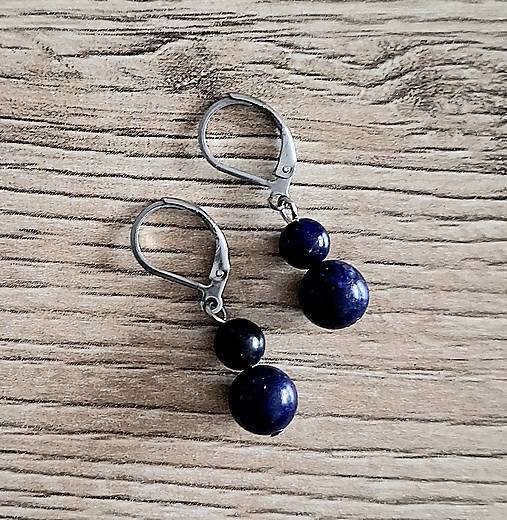 Náušnice - Náušnice minerál/oceľ (Lapis Lazuli) - 17282829_