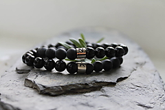 Náramky - Black and Black _partnerské _iniciálka - 17282461_