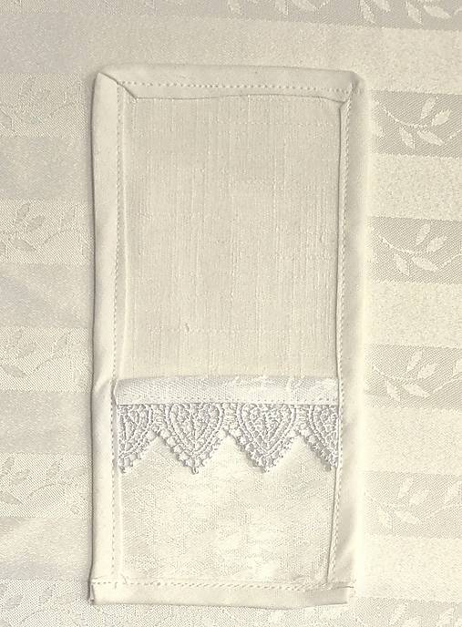 Úžitkový textil - Puzdro na príbor biele s čipkou (Biela s  malými srdiečkami) - 17281886_