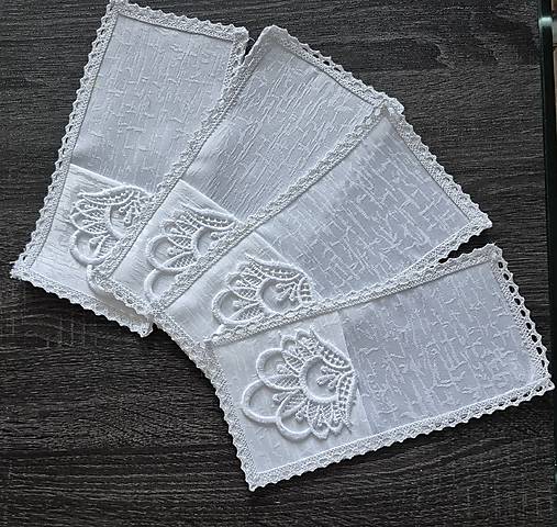 Úžitkový textil - Puzdro na príbor biele s čipkou (Biela s čipkou ornament) - 17282190_