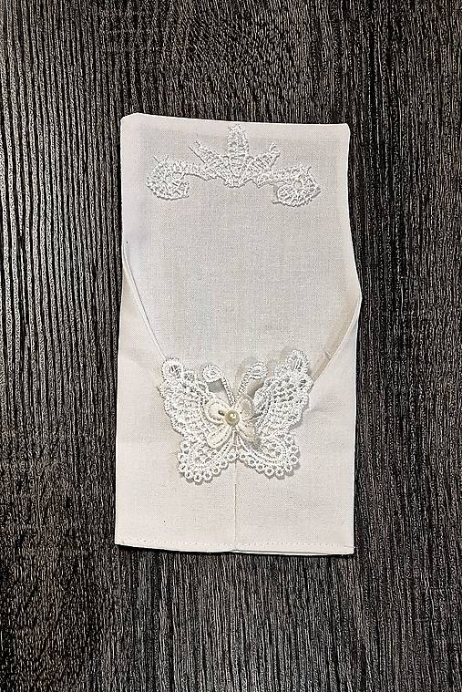 Úžitkový textil - Puzdro na príbor biele  2 (Biela s motýlikom) - 17284142_